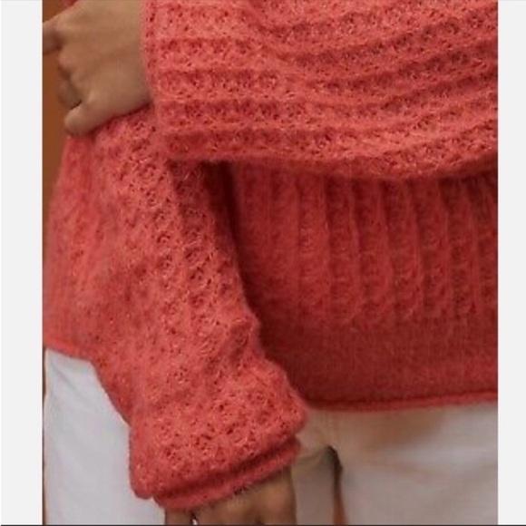 NWT Anthropologie Ruffled Knit Boatneck Sweater in Pink - Picture 2 of 6